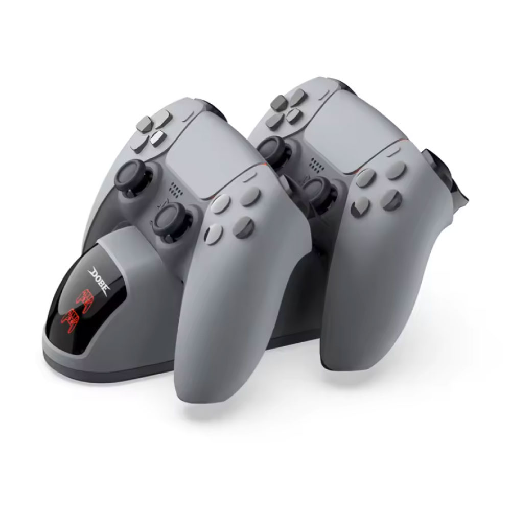 Dobe Station de recharge pour manettes PlayStation 5 - Station de recharge double pour PS5 / Slim / Pro - Gris