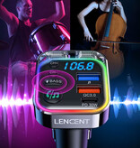 LENCENT Cargador USB para coche con transmisor Bluetooth - Cargador manos libres con adaptador de música Hi-Fi - Negro