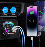 LENCENT Cargador USB para coche con transmisor Bluetooth - Cargador manos libres con adaptador de música Hi-Fi - Negro