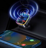 LENCENT Caricabatterie USB per auto con trasmettitore Bluetooth - Adattatore per musica Hi-Fi con caricabatterie vivavoce - Nero