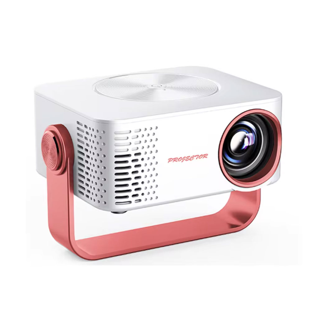 1080p Mini Projector - Screen Mirroring Beamer Home Media Player - White Pink