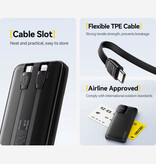 Essager Powerbank 22,5 W PD de carga rápida - 10 000 mAh - 2 puertos de carga y 2 cables - Cargador externo - Negro