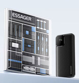 Essager Batterie externe 22,5 W PD à charge rapide - 10 000 mAh - 2 ports de charge et 2 câbles - Chargeur externe - Blanc