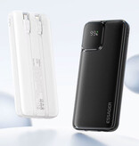 Essager Powerbank mit 22,5 W PD-Schnellladefunktion – 20.000 mAh – 2 Ladeanschlüsse & 2 Kabel – Externes Ladegerät – Schwarz