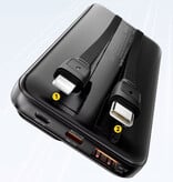 Essager Powerbank 22,5 W PD de carga rápida - 20 000 mAh - 2 puertos de carga y 2 cables - Cargador externo - Negro