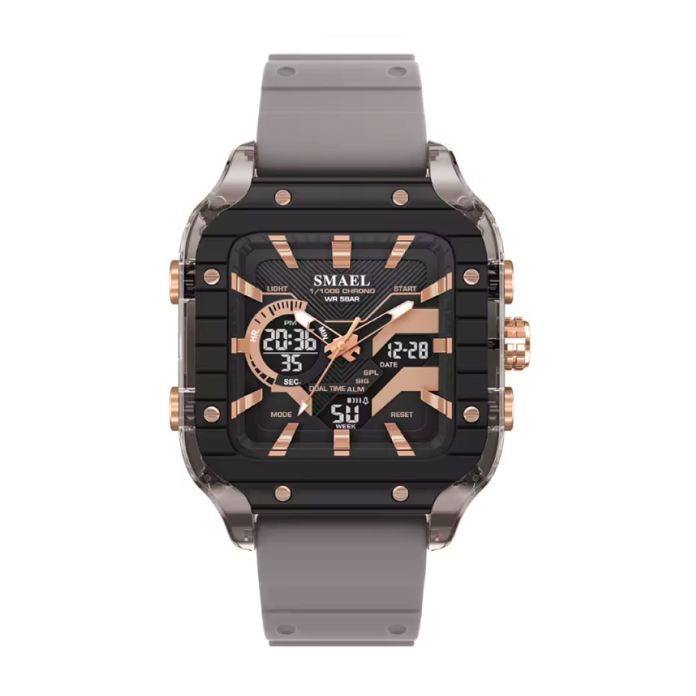 Montre homme 8133 - Montre-bracelet multifonctionnelle résistante aux chocs et étanche jusqu'à 5 bars - Grise