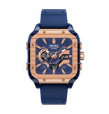 SMAEL Montre homme 8133 - Montre-bracelet multifonctionnelle résistante aux chocs et étanche à 5 bars - Bleu et or