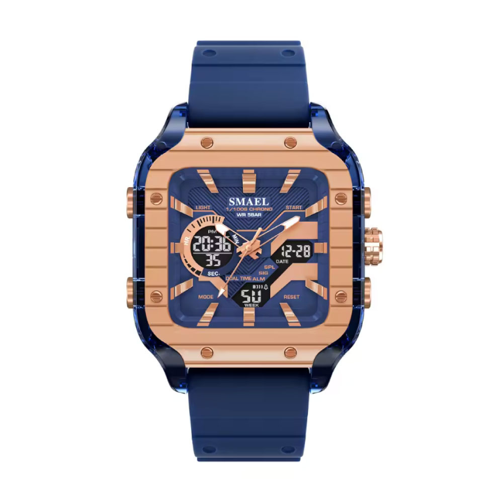 Orologio da uomo 8133 - Orologio da polso multifunzionale resistente agli urti, impermeabile fino a 5 bar - Blu oro