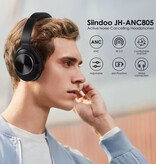 Siindoo JH-ANC805 Kabelloser Kopfhörer mit Mikrofon – HiFi-Stereo-Bluetooth-5.3-Headset – Schwarz