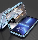 Stuff Certified® Etui magnetyczne 360° na iPhone'a 12 Pro z folią ochronną ekranu – etui z zatrzaskiem na całą obudowę – niebieskie