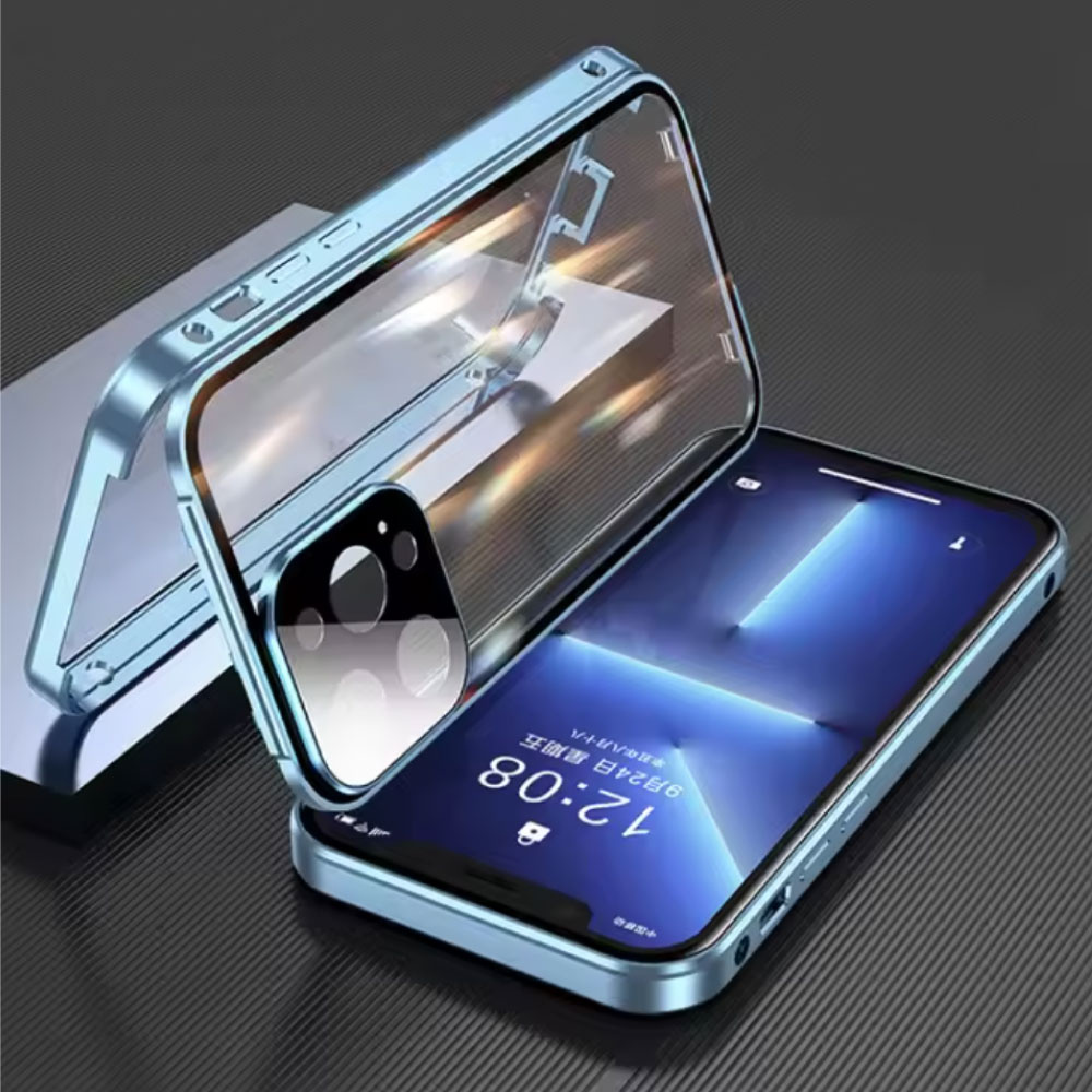 Coque magnétique 360° pour iPhone 14 Pro Max avec protection d'écran - Protection intégrale - Bleu