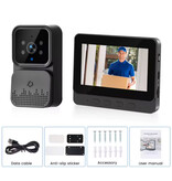 Podofo Timbre inalámbrico con pantalla de intercomunicación - Cámara WiFi de seguridad para el hogar inteligente - Visión nocturna por infrarrojos y detección de movimiento