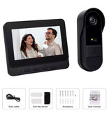 Podofo Draadloze Deurbel met Intercom Scherm - Camera WiFi Smart Home Security - IR Night Vision en Bewegingsdetectie