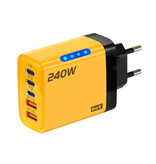 Stuff Certified® 5-Port GaN Plug-in Charger 240W - PD / USB Charger Adapter - Yellow