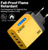 Stuff Certified® Cargador enchufable GaN de 5 puertos, 240 W - Adaptador PD/USB - Negro