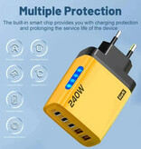 Stuff Certified® 5-portowa ładowarka wtykowa GaN 240 W – adapter PD/USB – czarny