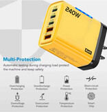 Stuff Certified® Chargeur secteur GaN 5 ports 240 W - Adaptateur de charge PD/USB - Blanc