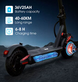 HX Monopattino elettrico pieghevole D06 - Monopattino elettrico intelligente - 500W - 25AH - 32 km/h - Nero