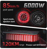 BOYUEDA Monopattino elettrico pieghevole S5 - Smart E-Step - 6000W - 38 Ah - Nero