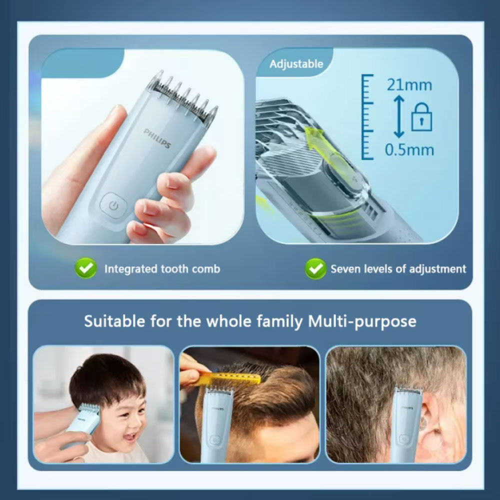 Philips Tagliacapelli HC3688 Shaver - Tagliacapelli elettrico senza fili - Azzurro