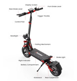 iScooter Patinete eléctrico iX8 - Plegable - 2400W - 48V20Ah - Neumáticos todoterreno de 12 pulgadas - Negro