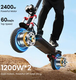 iScooter Trottinette électrique iX8 - Pliable - 2400 W - 48 V 20 Ah - Pneus tout-terrain 12 pouces - Noire