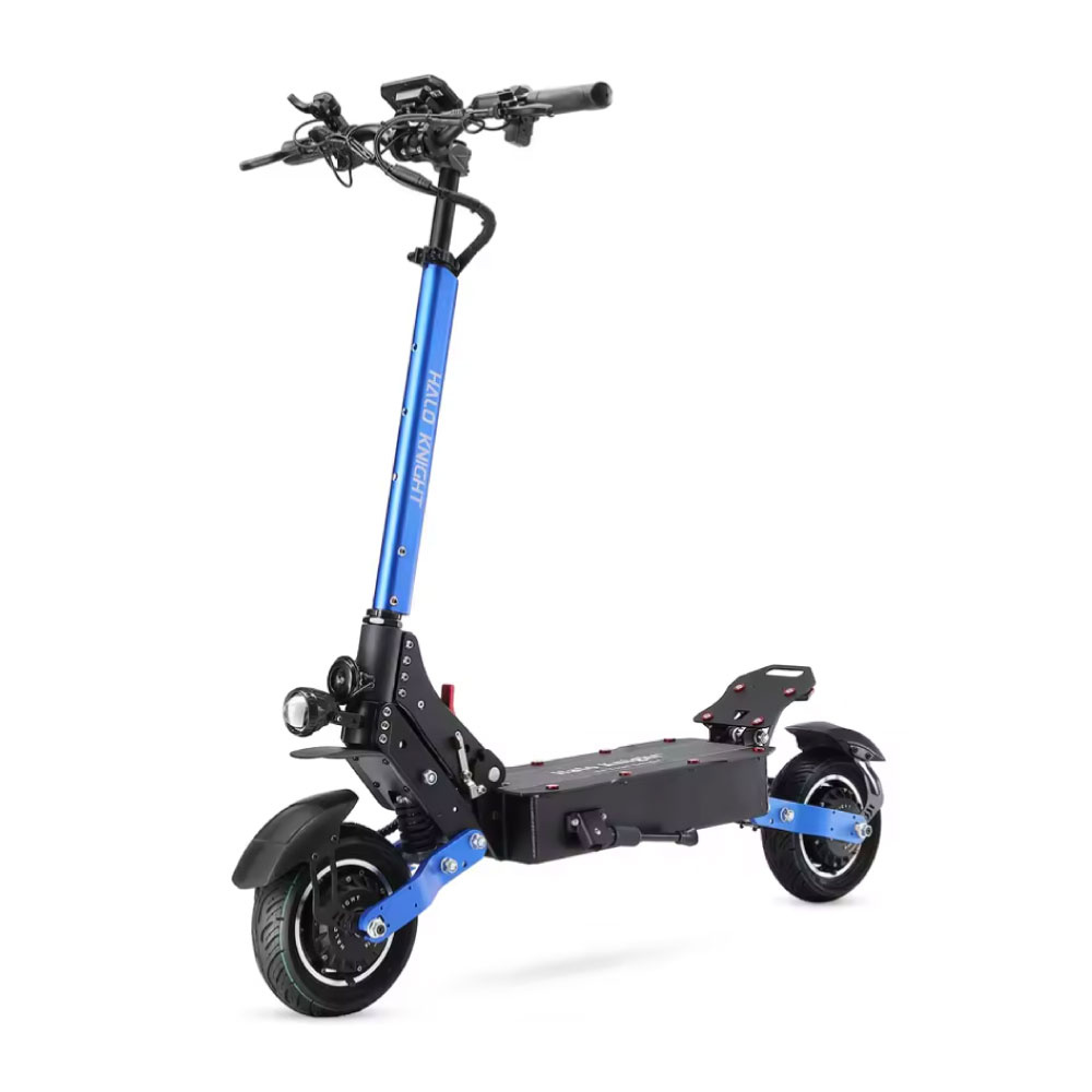Trottinette électrique Knight T108 - Pliable - 2400 W - 52 V 28,8 Ah - Pneus pneumatiques 10 pouces - Bleue