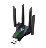 Stuff Certified® 1300-Mbit/s-WLAN-USB-Adapter – Netzwerk-Dongle mit 4 Antennen – Schwarz
