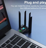 Stuff Certified® Adattatore Wi-Fi USB da 1300 Mbps - Dongle di rete wireless a 4 antenne - Nero