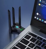 Stuff Certified® Adaptador USB Wifi de 1300 Mbps - Dongle de red inalámbrico con 4 antenas - Negro