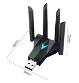 Stuff Certified® Karta sieciowa Wi-Fi USB 1300 Mb/s – 4 anteny, klucz sprzętowy, bezprzewodowa – czarna