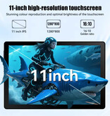 URAO A7 Android Tablet - 11 Inch Display - 128 GB Storage - 6800mAh Battery - Black