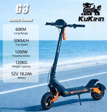 KuKirin G3 Faltbarer Elektroroller – Offroad Smart E Step – 1200 W – 50 km/h – Schwarz