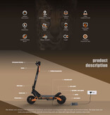 KuKirin G3 Faltbarer Elektroroller – Offroad Smart E Step – 1200 W – 50 km/h – Schwarz