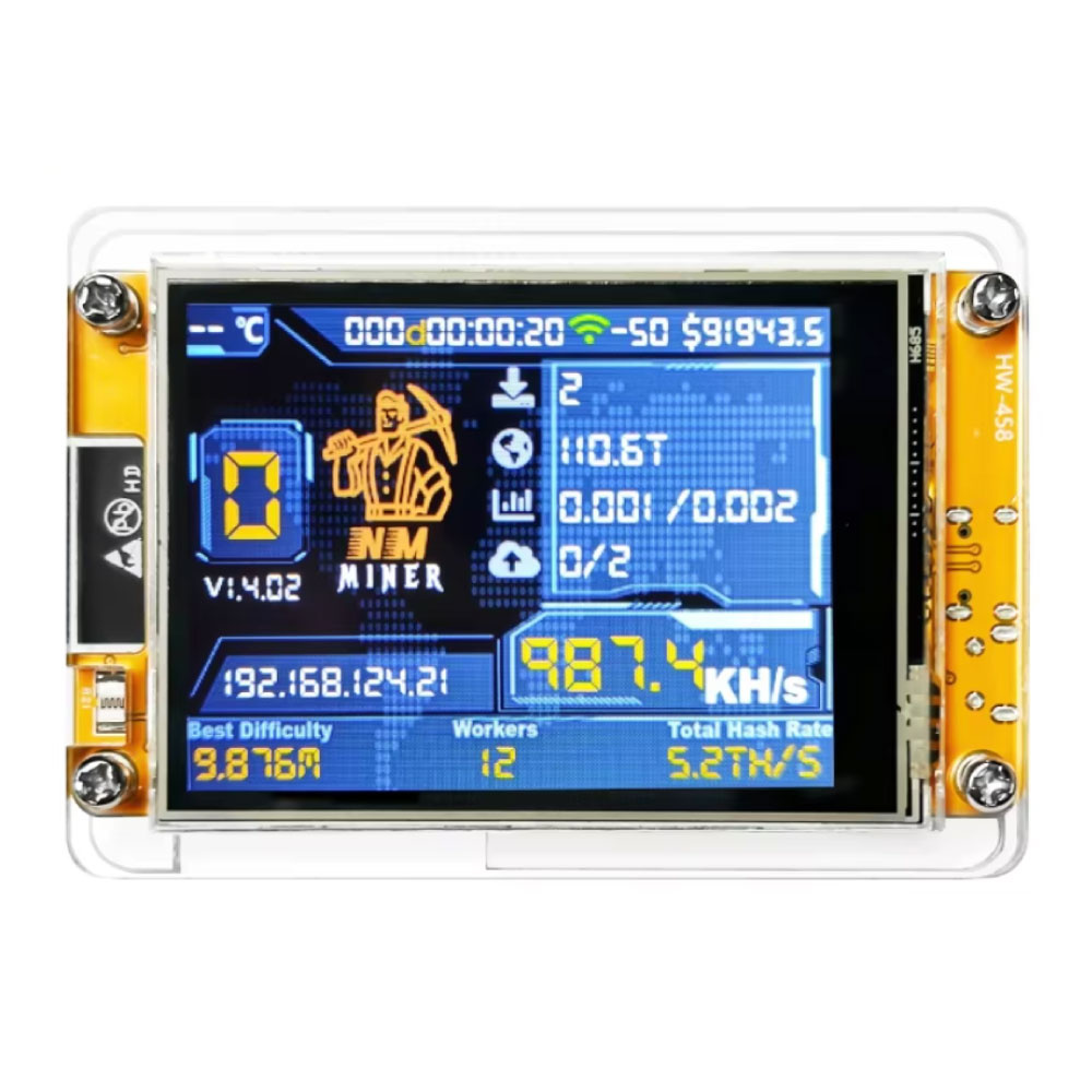 NMTech Nerminer S19 Mini - Écran LCD - NMMiner USB Crypto Bitcoin Solo Miner Machine - 156KH/s - Orange - Copy