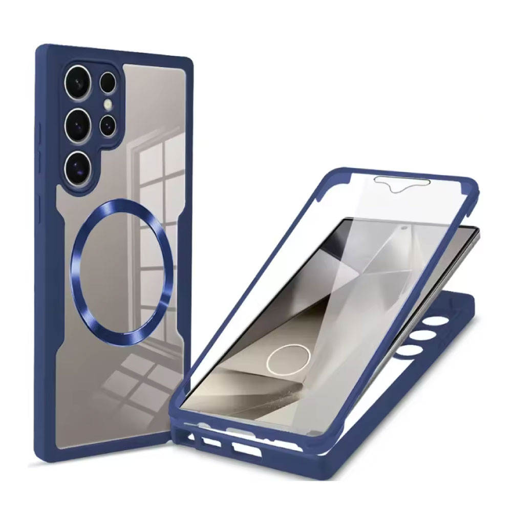 Stuff Certified® Samsung Galaxy S23 - 360° MagSafe Hoesje met Screenprotector - Full Body Cover Snaplock Hoesje - Blauw