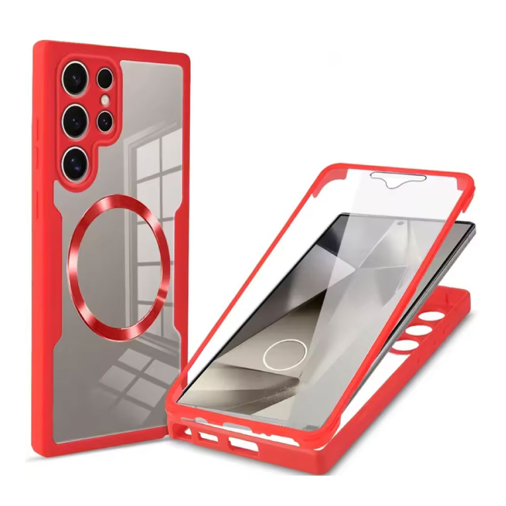 Stuff Certified® Samsung Galaxy S25 Plus - 360° MagSafe Hoesje met Screenprotector - Full Body Cover Snaplock Hoesje - Rood