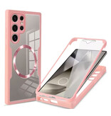 Stuff Certified® Samsung Galaxy S25 Plus - Funda MagSafe 360° con protector de pantalla - Funda integral con cierre a presión - Rosa