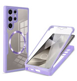 Stuff Certified® Samsung Galaxy S23 - Funda MagSafe 360° con protector de pantalla - Funda integral con cierre a presión - Morado