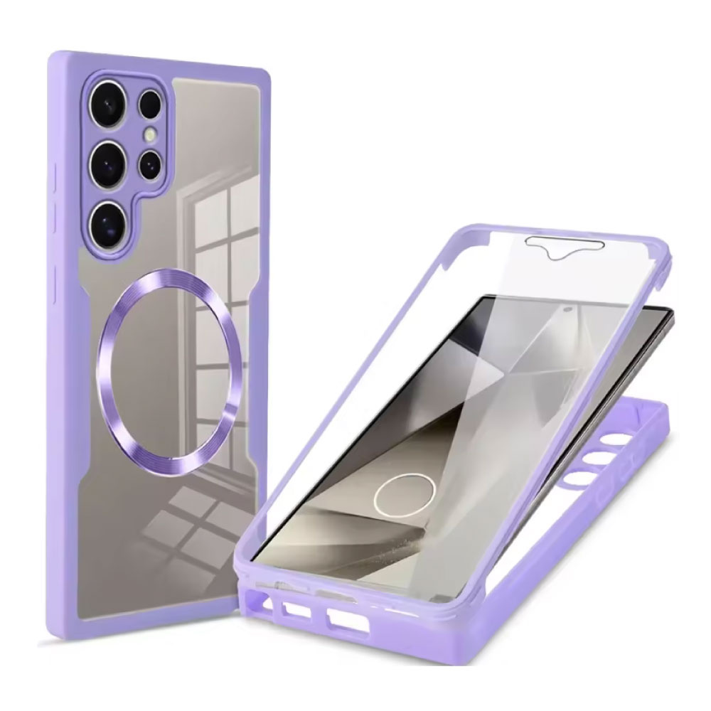 Samsung Galaxy S23 Plus - 360° MagSafe Hoesje met Screenprotector - Full Body Cover Snaplock Hoesje - Paars