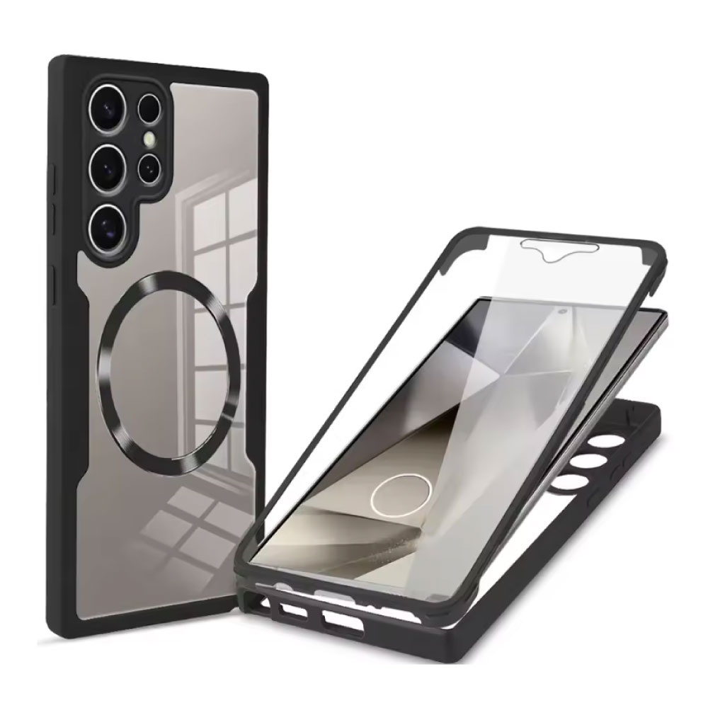 Samsung Galaxy S24 FE - 360° MagSafe Hoesje met Screenprotector - Full Body Cover Snaplock Hoesje - Zwart