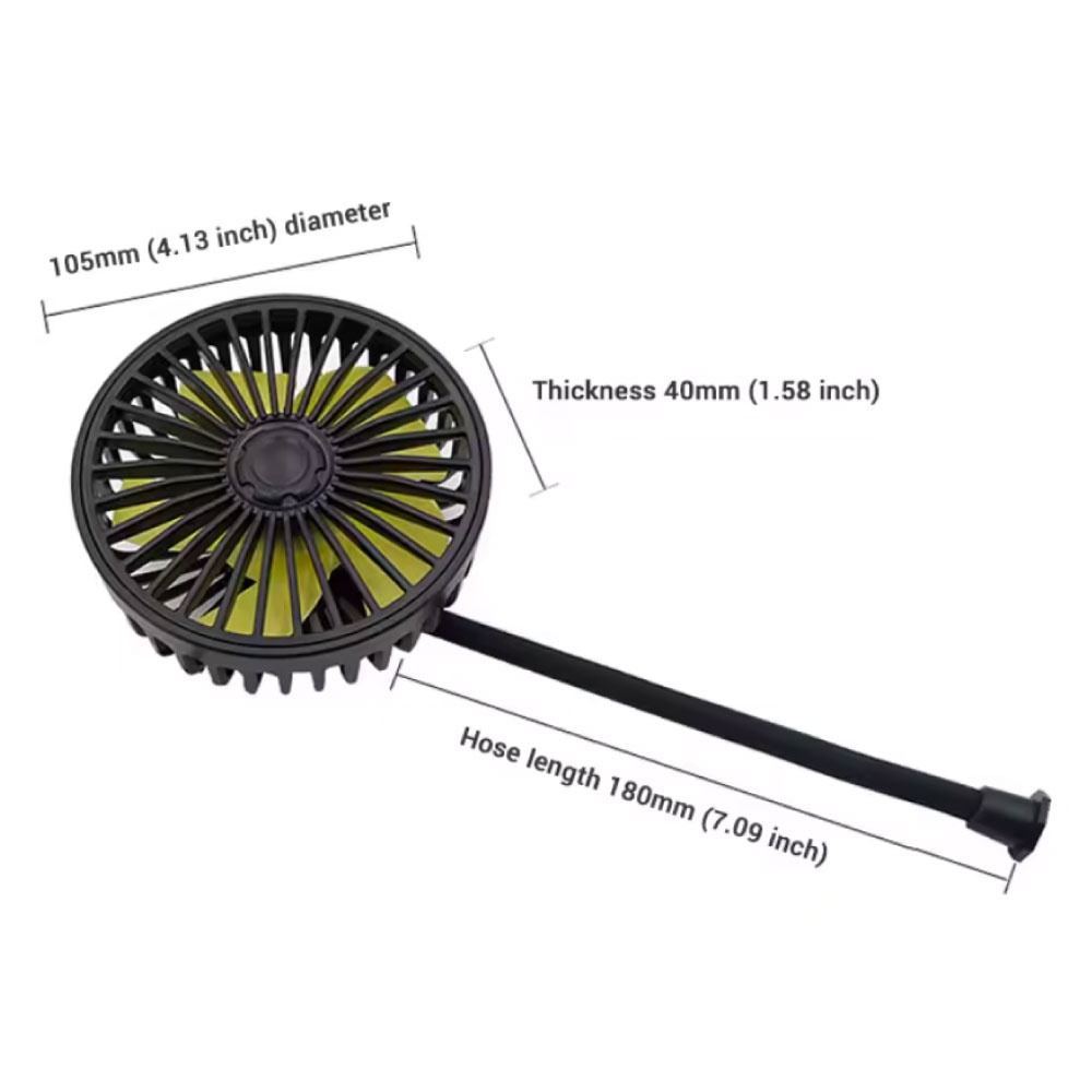 Car Fan - 2 Mounting Methods - Flexible Car USB Fan - UNIVERSAL - Black