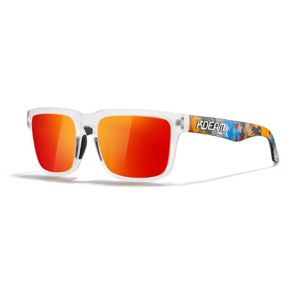 Kdeam Okulary przeciwsłoneczne z polaryzacją unisex - modne okulary przeciwsłoneczne UV400 - biało-pomarańczowe