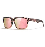 Kdeam Okulary przeciwsłoneczne z polaryzacją unisex - modne okulary przeciwsłoneczne UV400 - brązowo-różowe