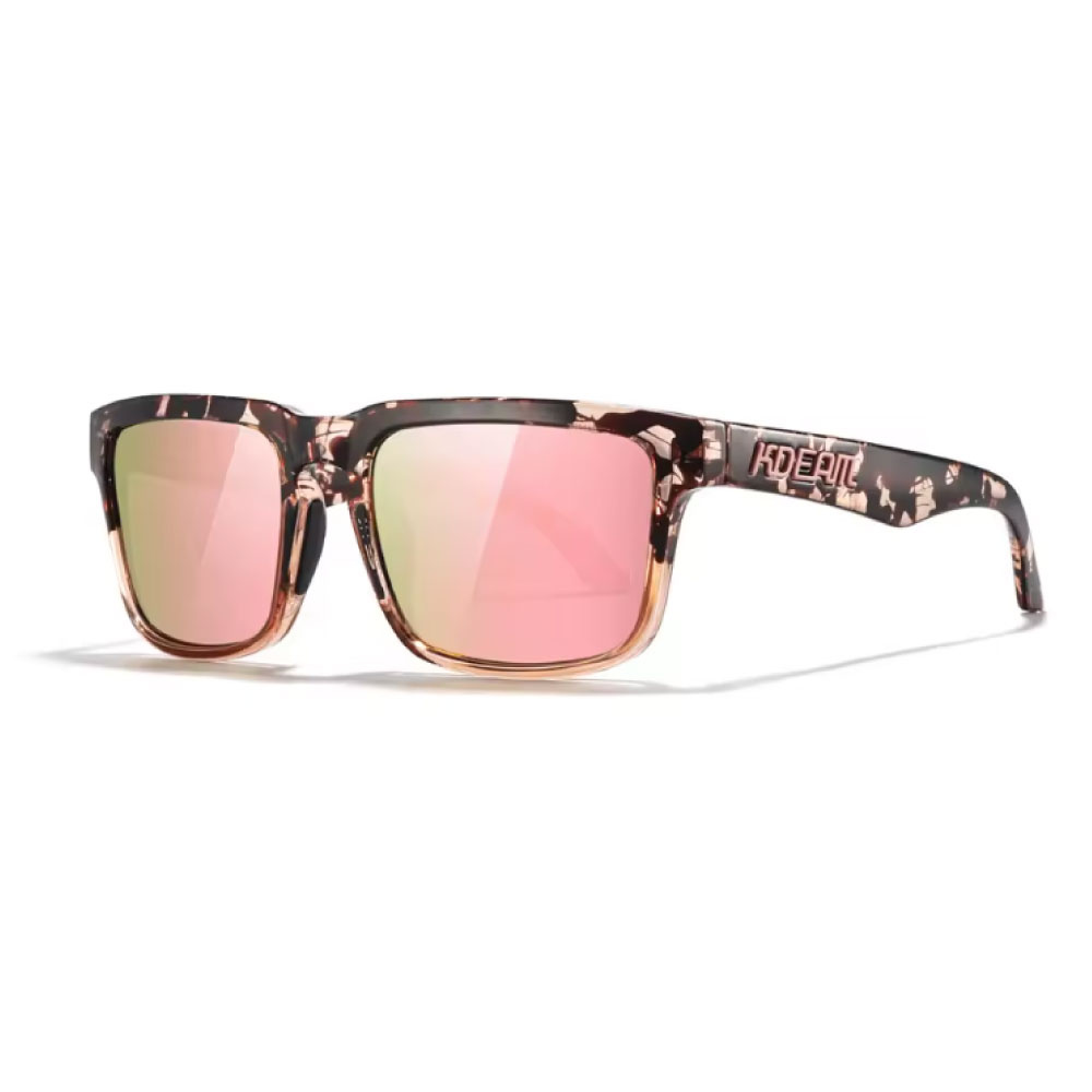 Kdeam Unisex-Sonnenbrille mit polarisierenden Gläsern – Trendige Sonnenbrille mit UV400-Schutz – Braun-Rosa