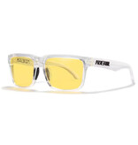 Kdeam Occhiali da sole polarizzati unisex - Occhiali alla moda con protezione UV400 - Bianco e giallo