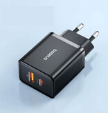 Baseus Dual Port Plug Charger USB/USB-C - 20W PD Wall Charger Adapter - Black