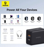 Baseus Doppel-Netzteil mit USB/USB-C-Anschluss – 20-W-PD-Netzteil – Schwarz