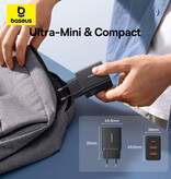 Baseus 3-Port-Netzteil (USB/USB-C) – 30 W PD/QC-Netzteil – Schwarz