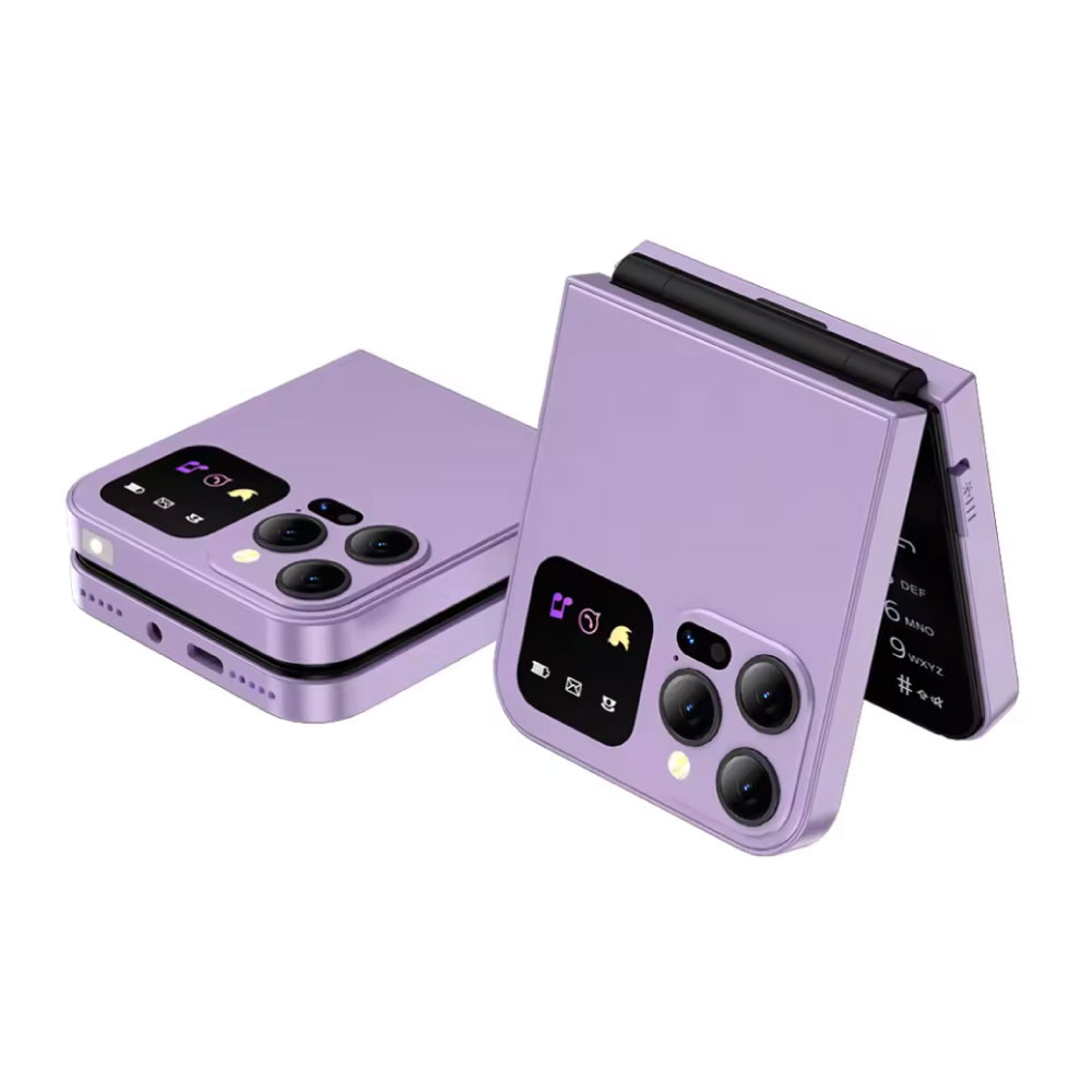 SERVO Teléfono plegable A50 Pro - Pantalla HD de 2,4 pulgadas - Doble SIM - Batería de 1350 mAh - Morado